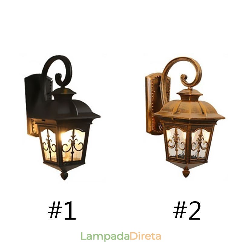 Luminária de parede europeia retrô para exterior, à prova d'água, com seta e flor, arandela
