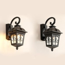Luminária de parede europeia retrô para exterior, à prova d'água, com seta e flor, arandela