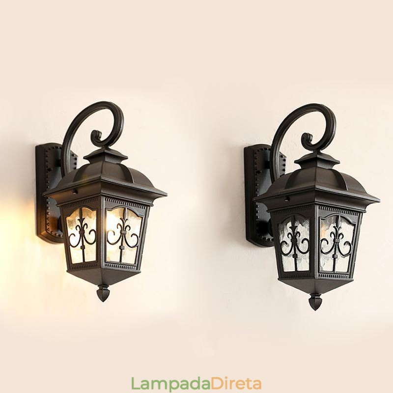 Luminária de parede europeia retrô para exterior, à prova d'água, com seta e flor, arandela