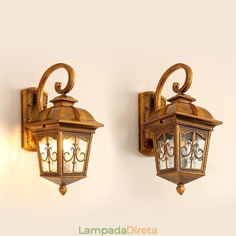 Luminária de parede europeia retrô para exterior, à prova d'água, com seta e flor, arandela