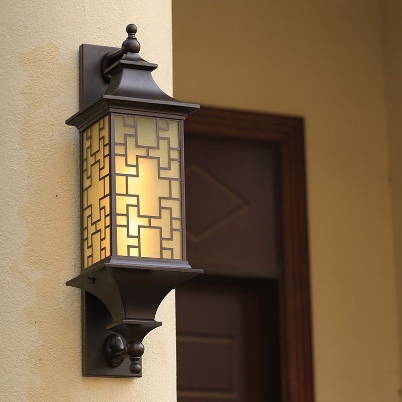 Luminária de parede externa chinesa com grade de janela à prova d'água