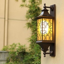 Luminária de parede externa chinesa com grade de janela à prova d'água