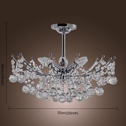 Lustre de cristal luxuoso com 6 luzes pendentes