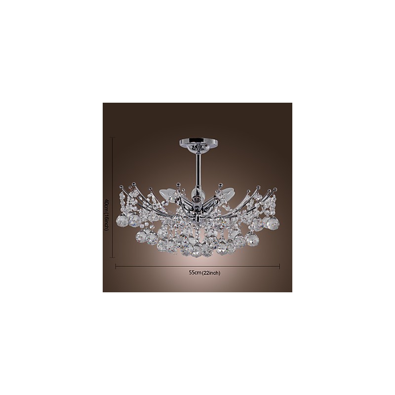 Lustre de cristal luxuoso com 6 luzes pendentes