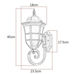 Luminária de parede europeia retrô para áreas externas, luz de parede de vidro fosco à prova d'água de cabeça única