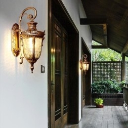 Luz externa europeia à prova d'água cabeça única luz de parede pátio corredor jardim