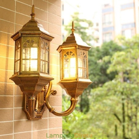 Aplique de parede europeu para exterior à prova d'água com luz de parede de castelo duplo Aplique de parede europeu para exterior à prova d'água com luz de parede de castelo duplo