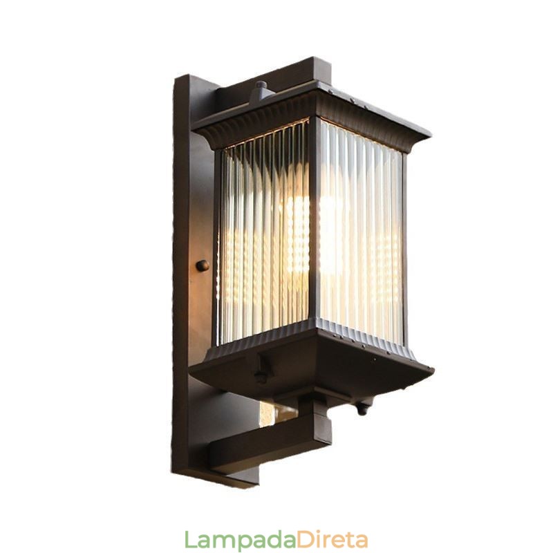 Luz de parede de vidro à prova d'água chinesa para exterior, pátio, corredor, jardim, varanda