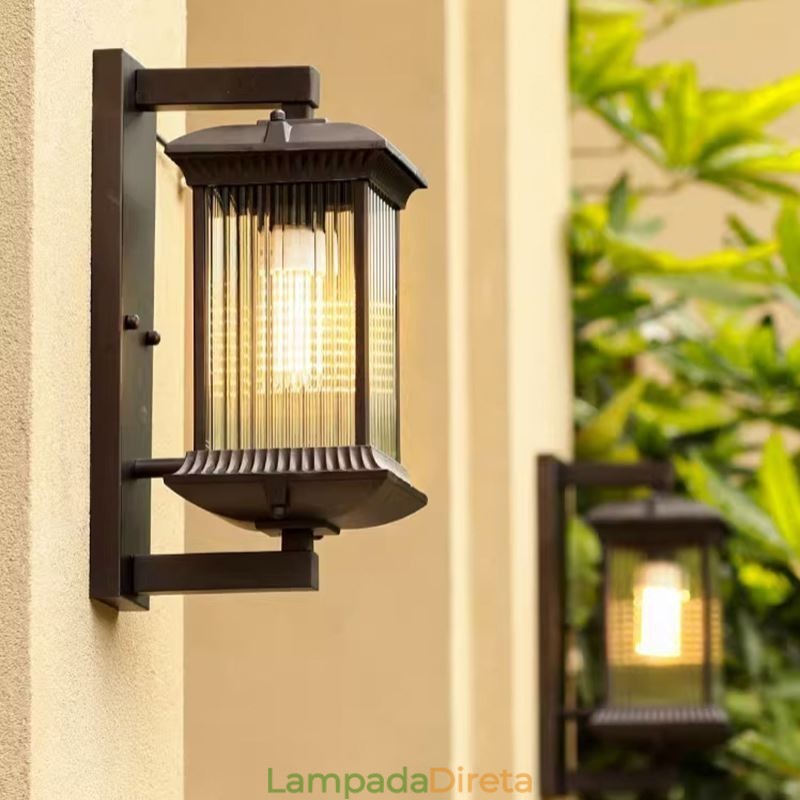 Luz de parede de vidro à prova d'água chinesa para exterior, pátio, corredor, jardim, varanda