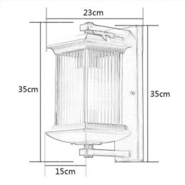 Luz de parede de vidro à prova d'água chinesa para exterior, pátio, corredor, jardim, varanda