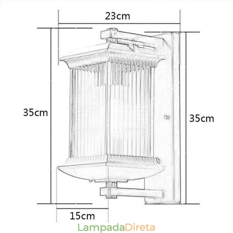 Luz de parede de vidro à prova d'água chinesa para exterior, pátio, corredor, jardim, varanda