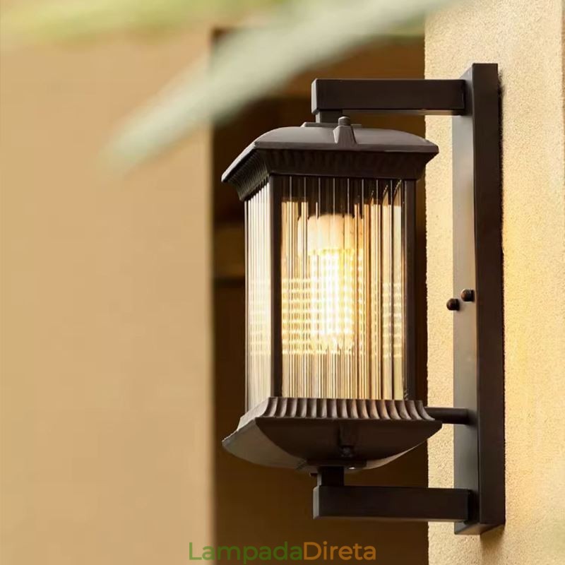 Luz de parede de vidro à prova d'água chinesa para exterior, pátio, corredor, jardim, varanda