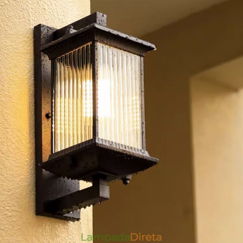 Luz de parede de vidro à prova d'água chinesa para exterior, pátio, corredor, jardim, varanda