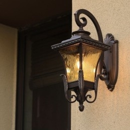 Luz externa chinesa de cabeça única, à prova d'água, vidro, parede, pátio, corredor