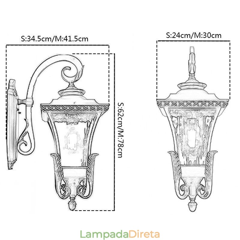 Luz externa chinesa de cabeça única, à prova d'água, vidro, parede, pátio, corredor