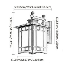 Estilo chinês luz externa à prova d'água pavilhão forma parede luz jardim varanda