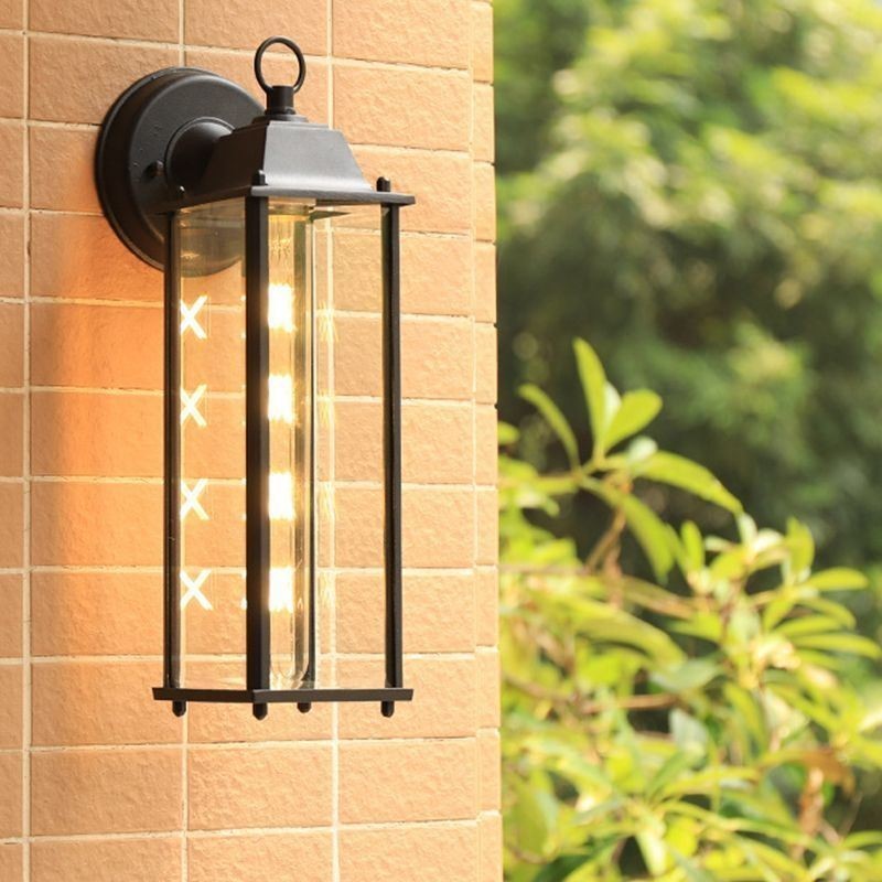 Aplique de parede europeu para exterior à prova d'água coluna quadrada luz de parede pátio jardim varanda