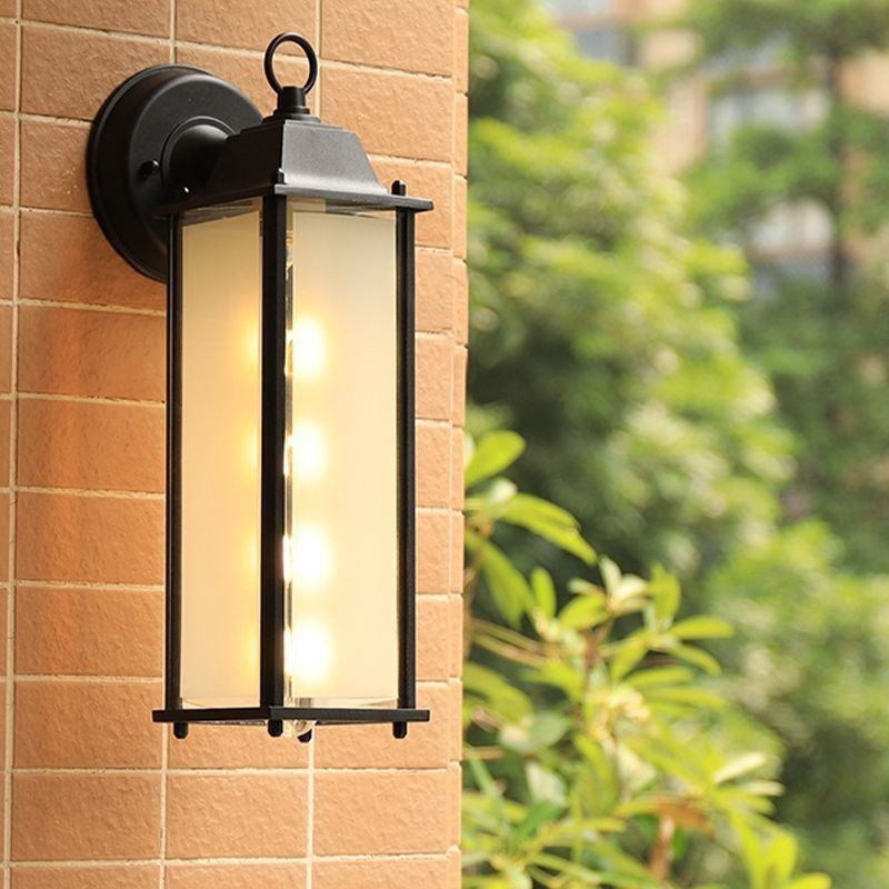 Aplique de parede europeu para exterior à prova d'água coluna quadrada luz de parede pátio jardim varanda