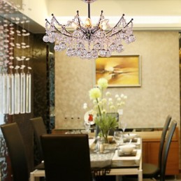 Lustre de cristal luxuoso com 6 luzes pendentes