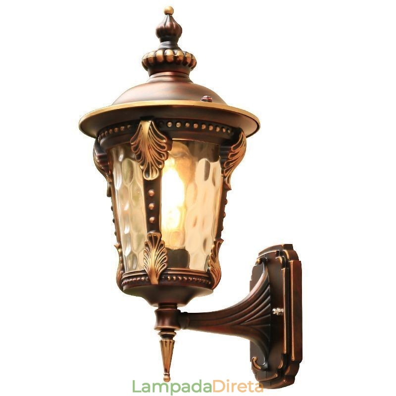Luminária de parede europeia retrô para exterior, à prova d'água, esculpida, jardim, varanda, pátio