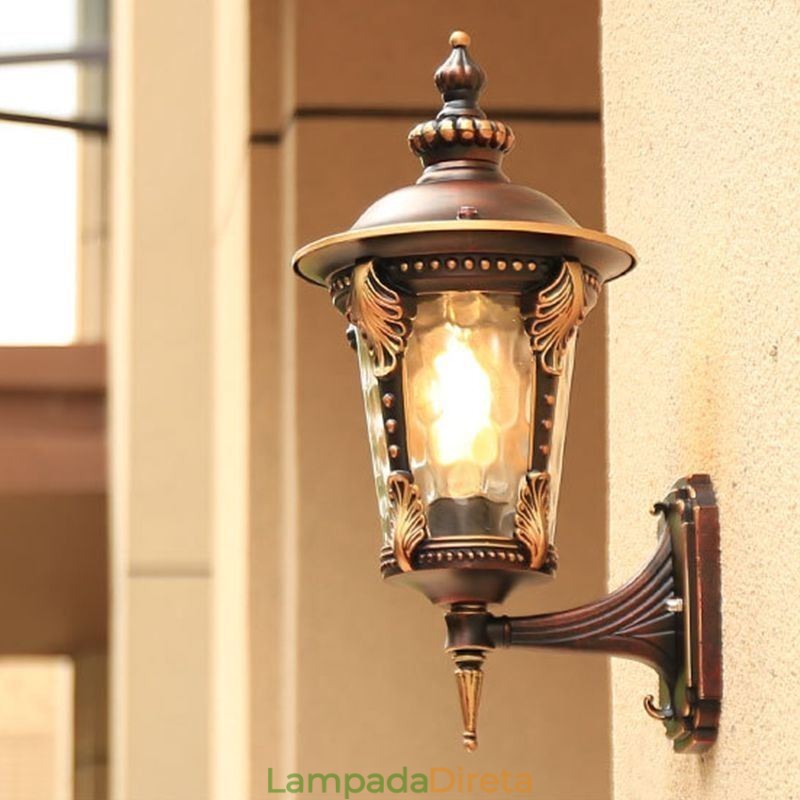 Luminária de parede europeia retrô para exterior, à prova d'água, esculpida, jardim, varanda, pátio