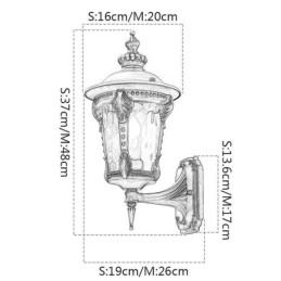 Luminária de parede europeia retrô para exterior, à prova d'água, esculpida, jardim, varanda, pátio