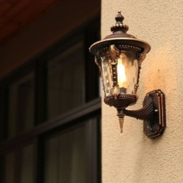 Luminária de parede europeia retrô para exterior, à prova d'água, esculpida, jardim, varanda, pátio