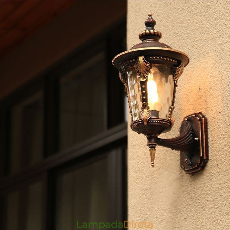 Luminária de parede europeia retrô para exterior, à prova d'água, esculpida, jardim, varanda, pátio