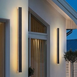 Luminária de parede contemporânea moderna e longa para áreas externas, arandela, luz de parede IP 44 para varanda, pátio, jardim