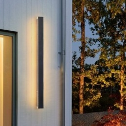 Luminária de parede contemporânea moderna e longa para áreas externas, arandela, luz de parede IP 44 para varanda, pátio, jardim