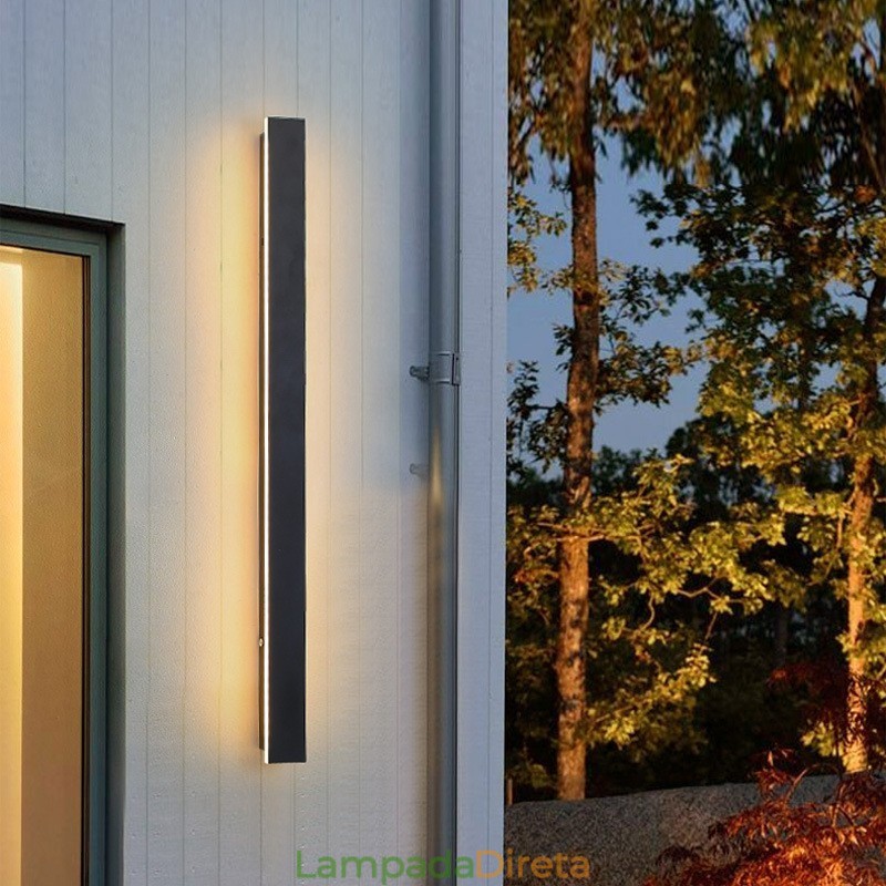 Luminária de parede contemporânea moderna e longa para áreas externas, arandela, luz de parede IP 44 para varanda, pátio, jardim