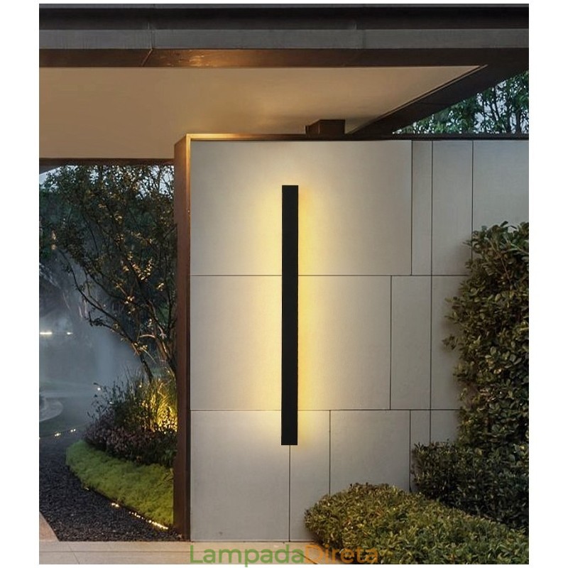Luminária de parede contemporânea moderna e longa para áreas externas, arandela, luz de parede IP 44 para varanda, pátio, jardim