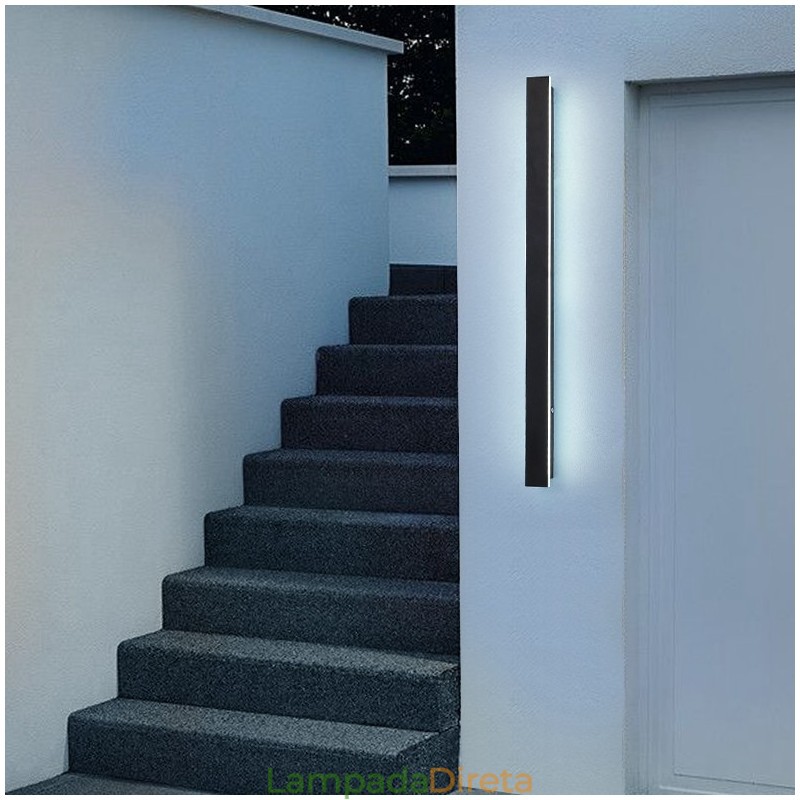 Luminária de parede contemporânea moderna e longa para áreas externas, arandela, luz de parede IP 44 para varanda, pátio, jardim