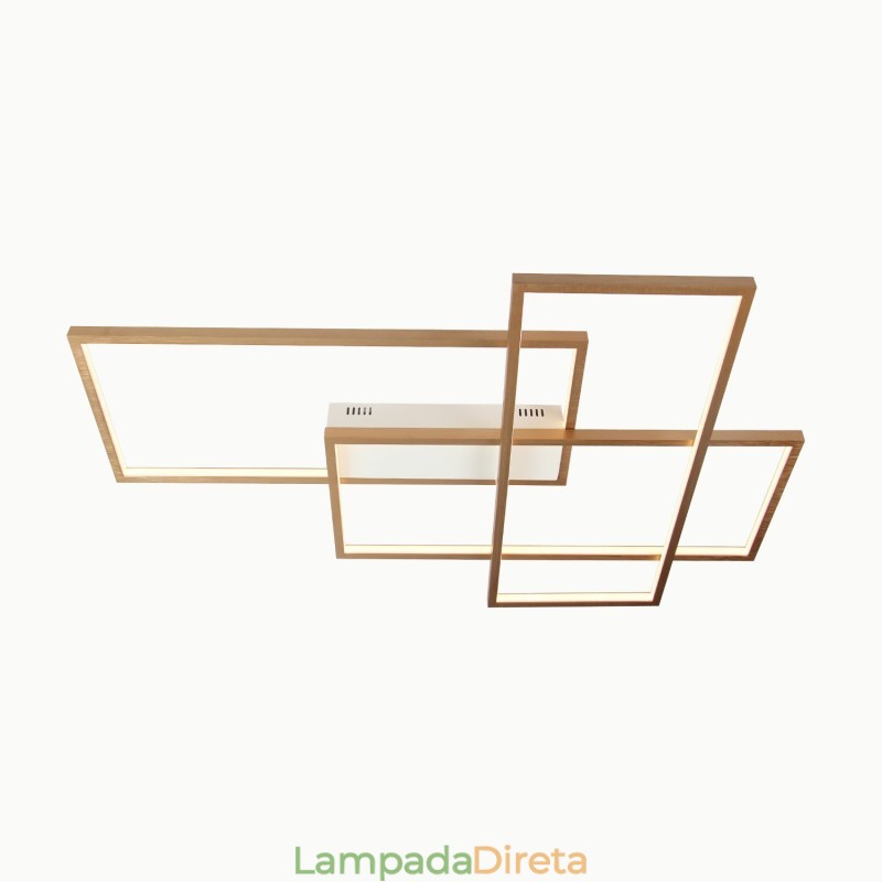 Luminária de teto moderna, contemporânea, dourada, em alumínio, com controle remoto, para sala de estar, quarto (também pode ser usada como luminária de parede)