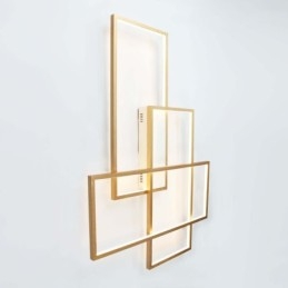 Luminária de teto moderna, contemporânea, dourada, em alumínio, com controle remoto, para sala de estar, quarto (também pode ser usada como luminária de parede)