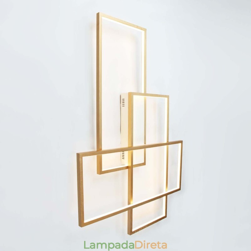 Luminária de teto moderna, contemporânea, dourada, em alumínio, com controle remoto, para sala de estar, quarto (também pode ser usada como luminária de parede)