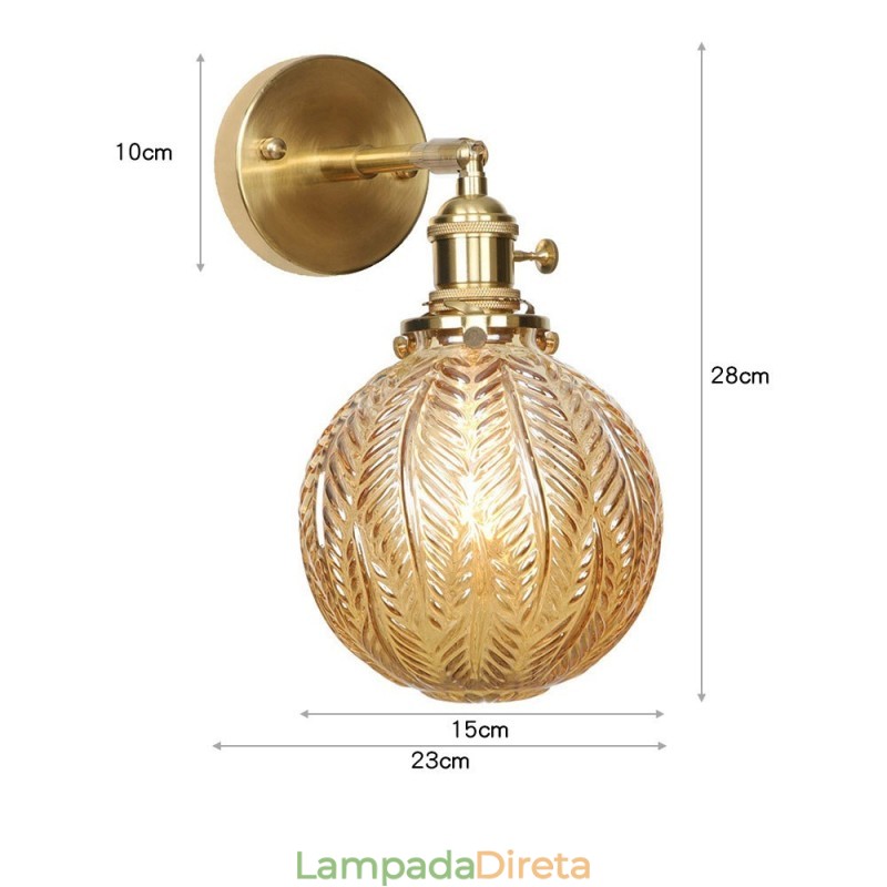 Luminária de parede moderna em formato de feijão com cúpula de vidro esférica