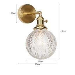 Luminária de parede moderna em formato de feijão com cúpula de vidro esférica