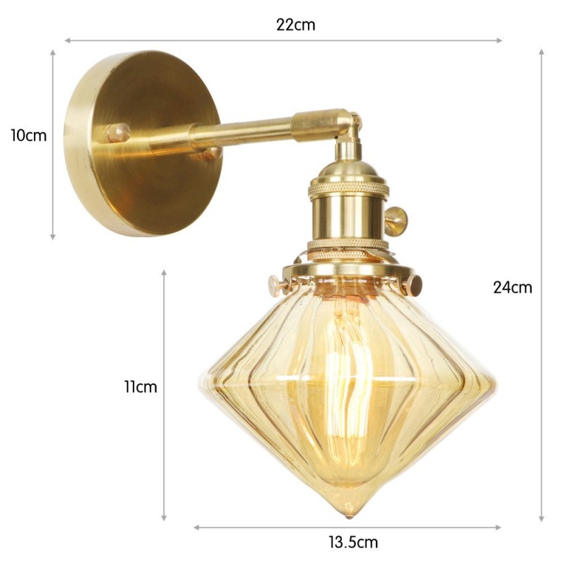 Luminária de parede moderna com cúpula de vidro