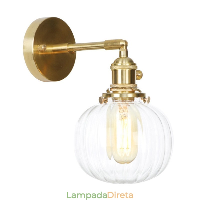Luminária de parede moderna em formato de feijão com cúpula de vidro esférica