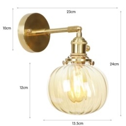 Luminária de parede moderna em formato de feijão com cúpula de vidro esférica