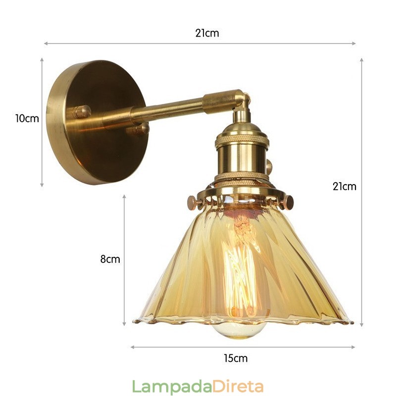 Luminária de parede moderna com cúpula de vidro