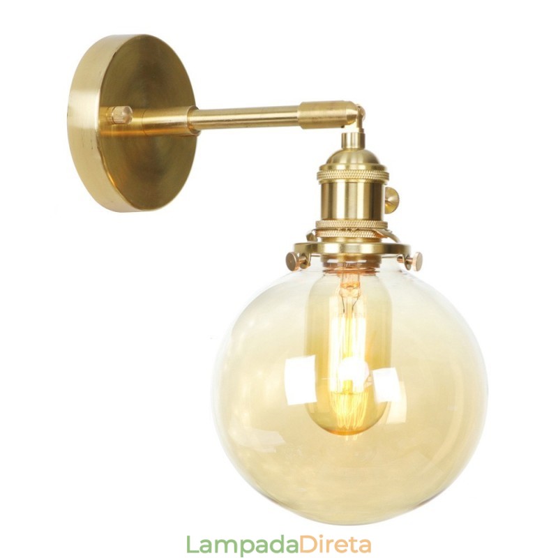 Luminária de parede moderna em formato de feijão com cúpula de vidro esférica