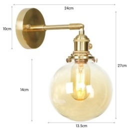 Luminária de parede moderna em formato de feijão com cúpula de vidro esférica