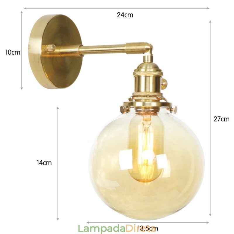 Luminária de parede moderna em formato de feijão com cúpula de vidro esférica