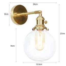 Luminária de parede moderna em formato de feijão com cúpula de vidro esférica