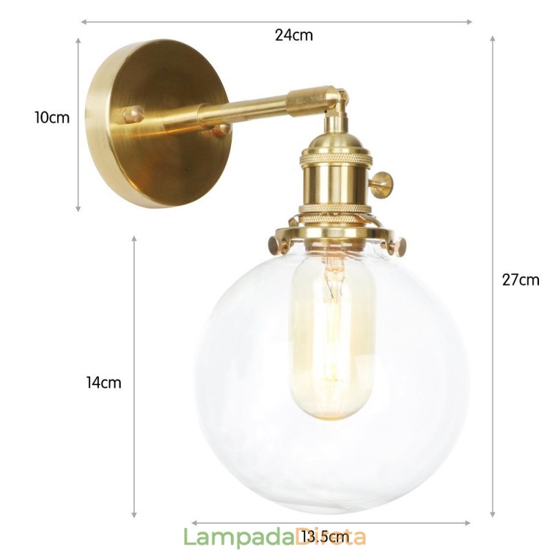 Luminária de parede moderna em formato de feijão com cúpula de vidro esférica