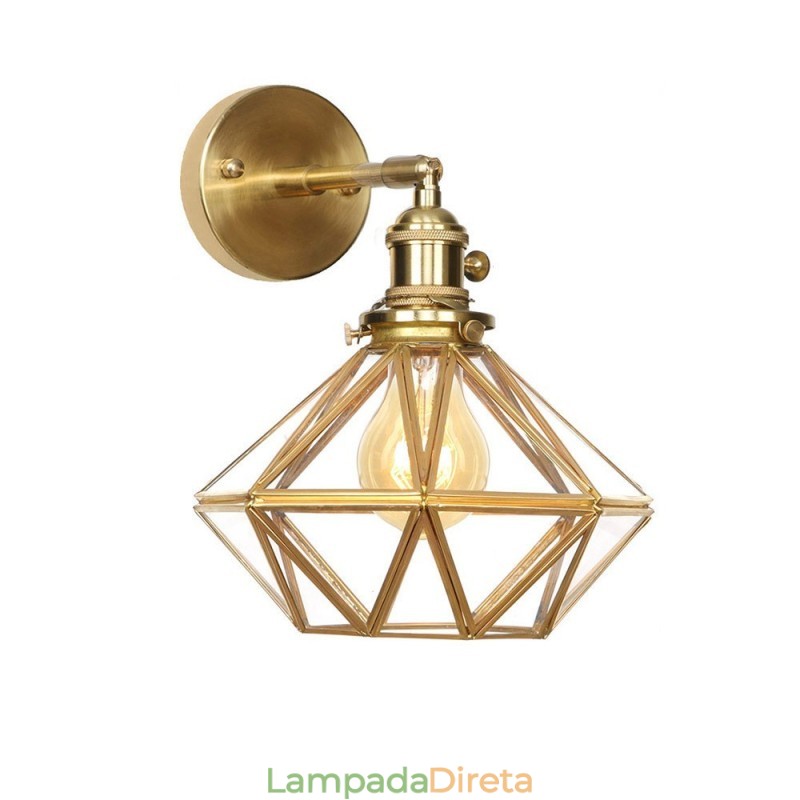 Luminária de parede moderna com cúpula de vidro