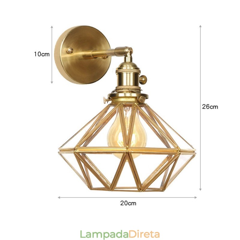 Luminária de parede moderna com cúpula de vidro
