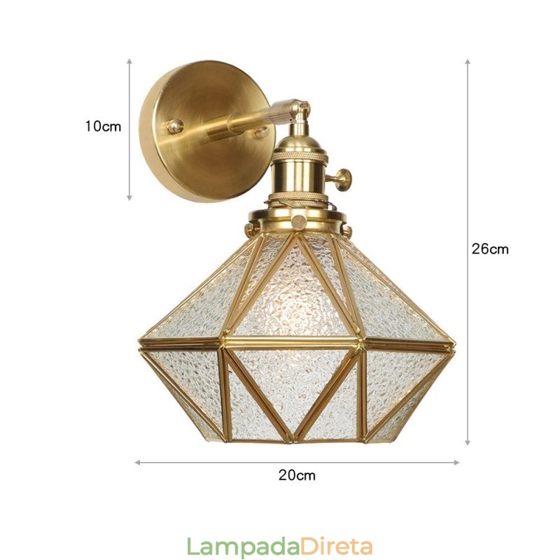Luminária de parede moderna com cúpula de vidro